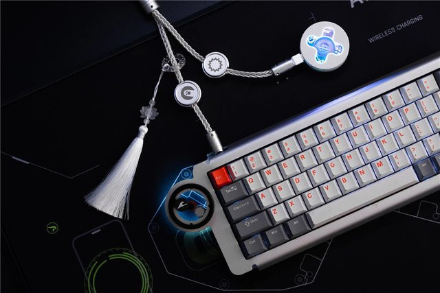 Angry Miao x WINSHOP Split Dual 8K Gaming-Kabel mit geflochtenem Metall-OCC in Schwarz - Bild 1