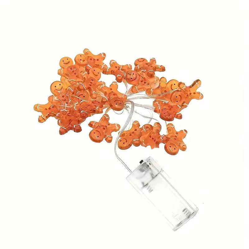 Transparente Lebkuchenmann-Lichterkette mit warmweißem Licht, batteriebetrieben, Weihnachtsbeleuchtung für Innenbereich und DIY-Dekoration - Bild 3