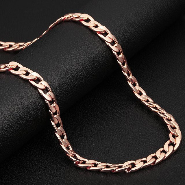 Halskette kubanische Kette, vergoldet, Kupfer, Schwarz, 51 cm, Unisex - Bild 1