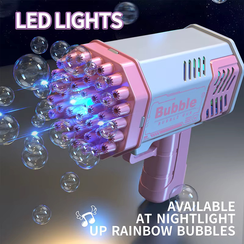 KNYYSECQ Seifenblasenpistole, elektrisches Spielzeug, 40-Loch, Rosa / Pink - Bild 3