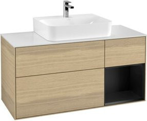 V&B Waschtischunterschrank Finion in Eiche mit beige lackierter Oberfläche, Breite: 120 cm, Tiefe: 50,1 cm, Höhe: 50,1 cm - Bild 1