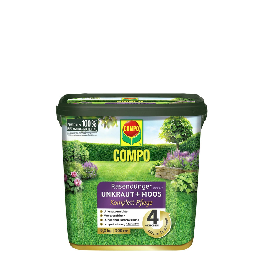 Compo Rasendünger Unkraut & Moos 4in1 Komplett-Pflege für Rasen, 9 kg - Bild 2