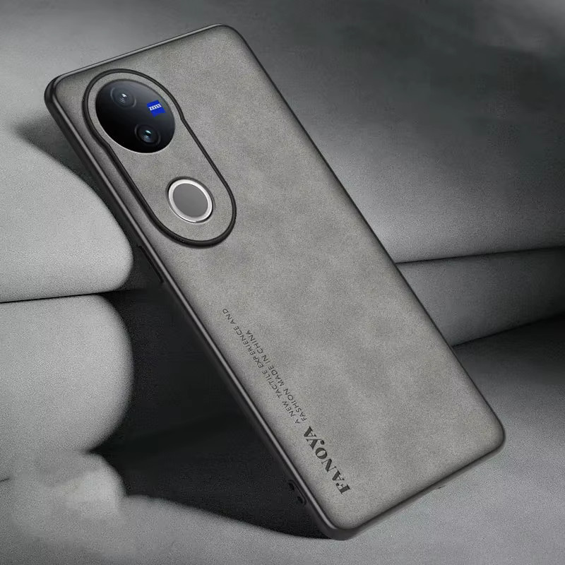 EUCAGR Schaffell PU Leder Silikon Schutzhülle für VIVO V50 Lite 4G 5G in Schwarz - Bild 3