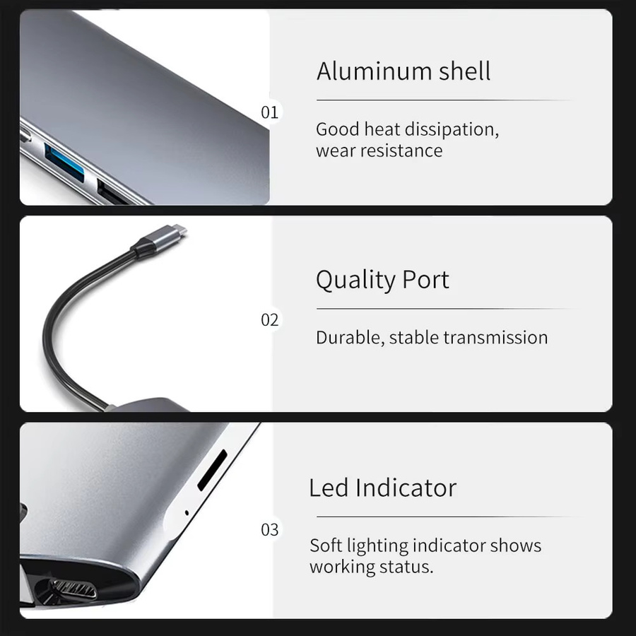 Ammtoo 9-in-1 USB-C Dockingstation mit HDMI 4K, RJ45 Ethernet, PD 100W und SD/TF-Steckplätzen für MacBook und Laptop - Bild 5