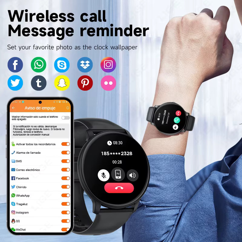 LIGE Smartwatch, Schwarz, Kunststoff, Silikon, Unisex - Bild 2