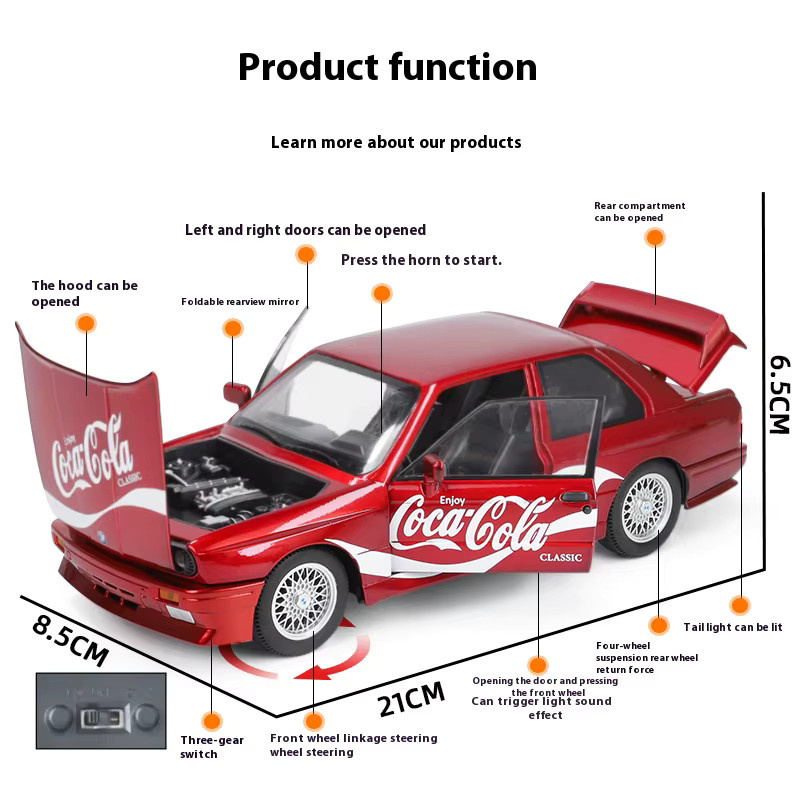Maisto RX-7 M3 Coke Automodell, 1:24, mit Sound und Licht, Rot - Bild 6