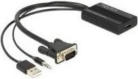 DeLOCK VGA zu HDMI Adapter mit Audio und USB-Stromversorgung, Schwarz, Länge: 25 cm - Bild 1