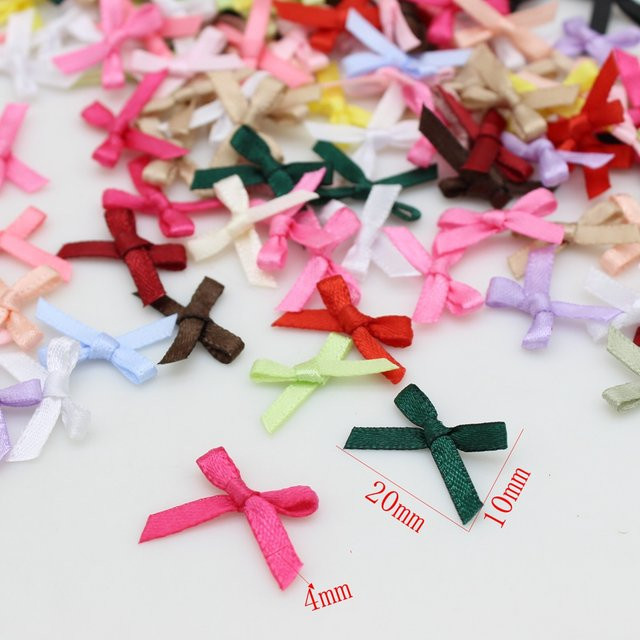 100 Stück Satin-Schleifen in Multicolour für Scrapbooking und Bastelzubehör, B/H: 10 x 20 mm - Bild 1