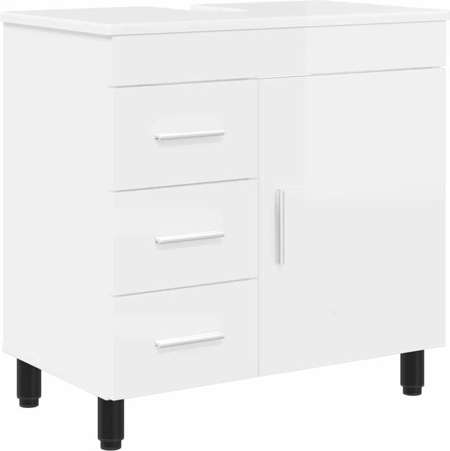 vidaXL Waschtisch in Weiß Hochglanz mit Schrank und Türen, B/T/H: 60 x 35 x 60 cm - Bild 1