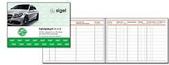 Sigel Pkw Fahrtenbuch im A6 Querformat, 2 Stück, 40 Blatt pro Buch, weiß und grün, liniertes Papier mit FSC-Zertifizierung - Bild 1