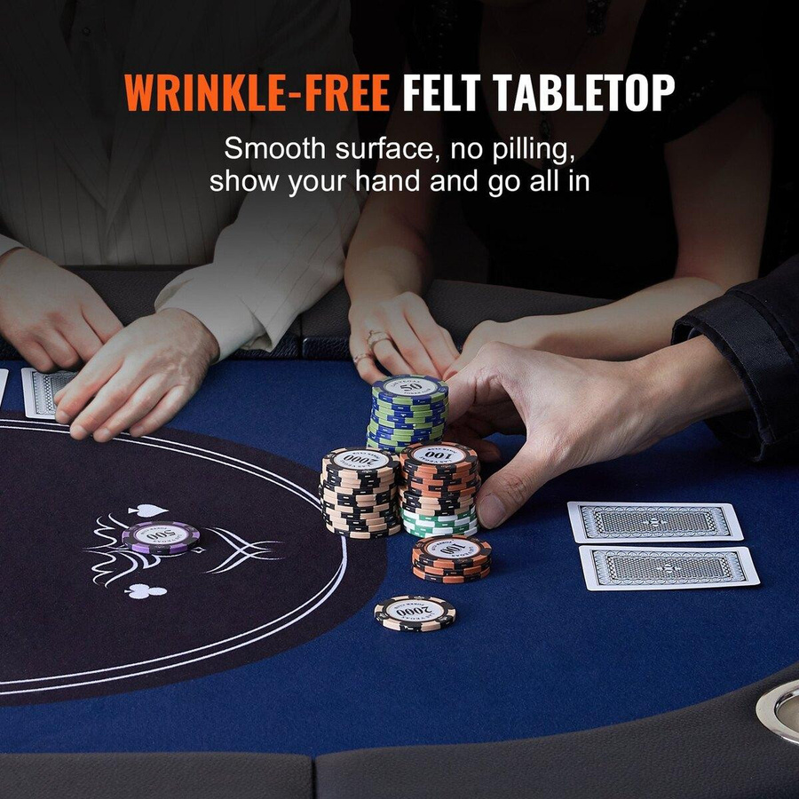 Buying Solutions MB Klapp-Pokertisch für 8 Spieler in Schwarz mit Filzoberfläche und Edelstahl-Getränkehaltern - Bild 8