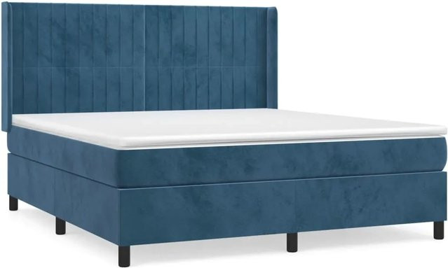 vidaXL Boxspringbett mit Matratze Dunkelblau Samt B/T/H: 160 x 200 x 45 cm - Bild 1