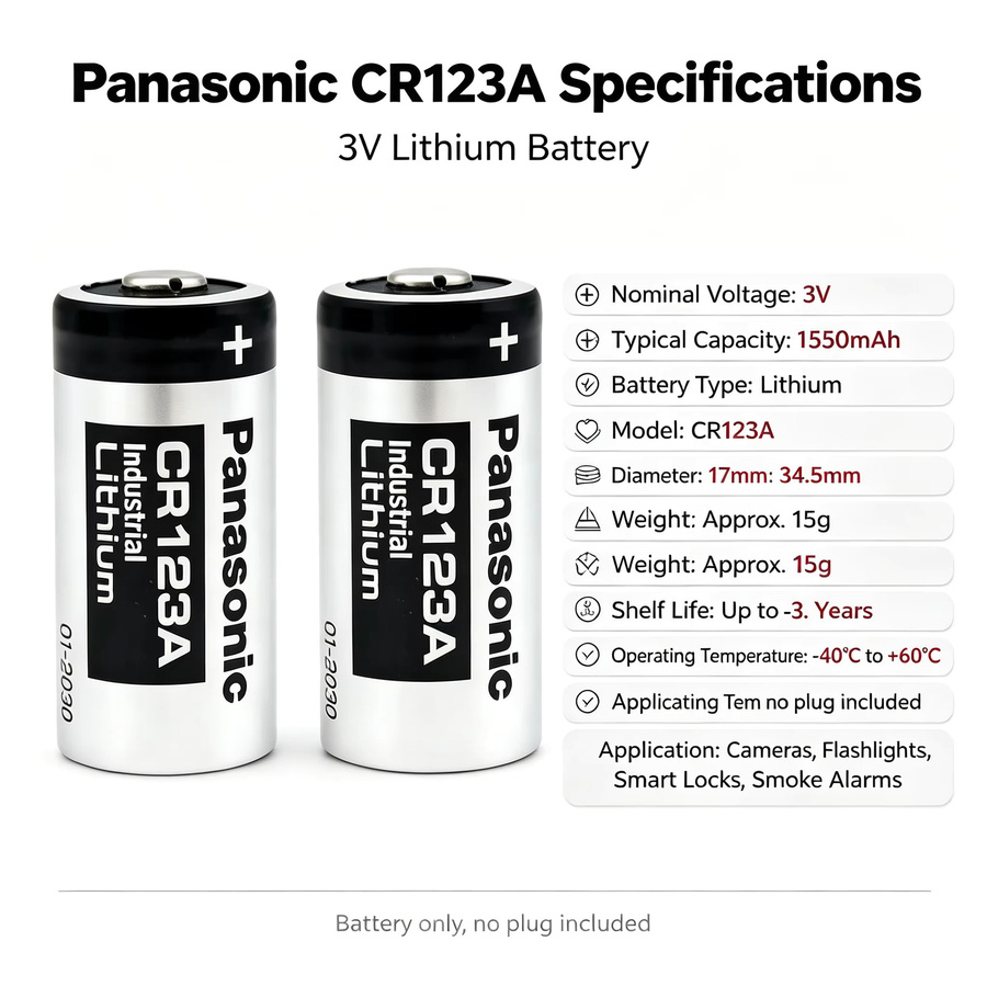 Panasonic CR123A Lithium-Batterie 3V für Arlo Kameras - Bild 2