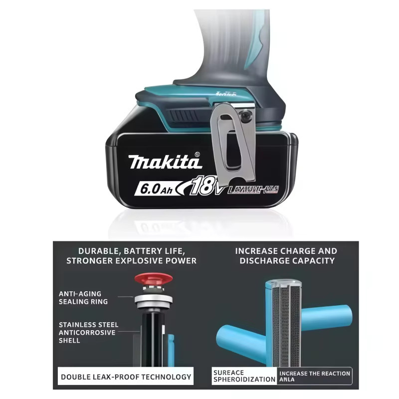Makita 18V Lithium-Ionen-Akku BL1860B mit 6Ah in Schwarz für Elektrowerkzeuge - Bild 4