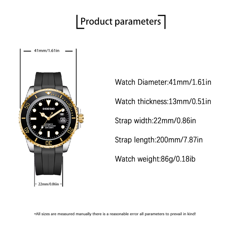 Deesio Armbanduhr, Automatik, Edelstahl, Schwarz, Herren - Bild 6