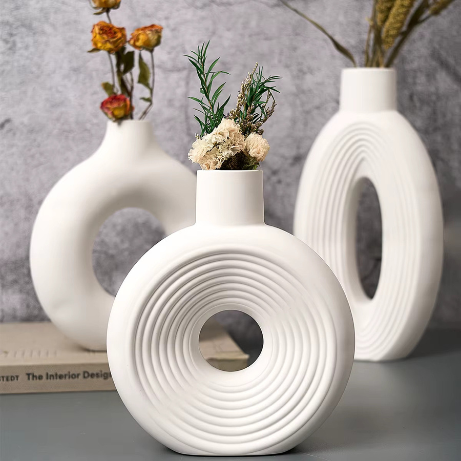 UDOCOOL Nordic Silikonform für Streifen Vase in Oval, DIY Form für Harz und Gips, Weiß - Bild 2
