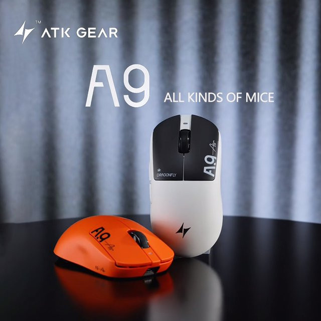 ATK Dragonfly A9 Full Series Ultimate/Air ergonomische Gaming-E-Sports-Funkmaus in Schwarz mit Bluetooth und Wi-Fi - Bild 1