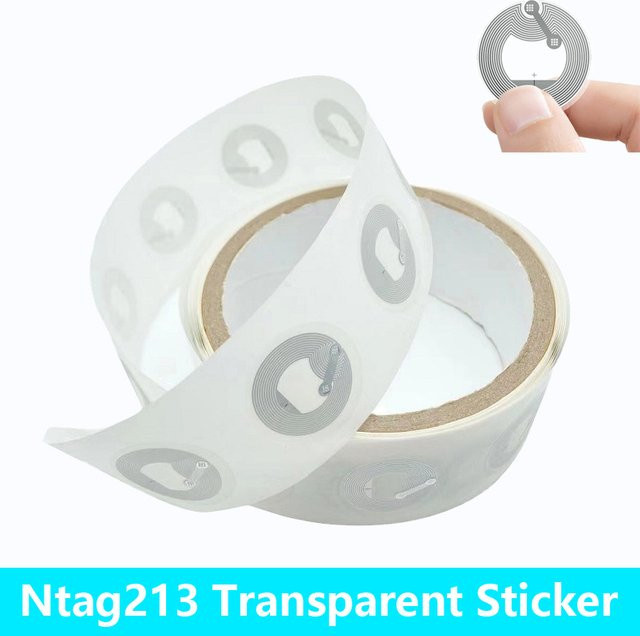 100 Stück Wet Inlay NFC Tags NFC213 215 Aufkleber 13,56 MHz für Huawei Share und iOS13 Shortcut, transparent - Bild 1