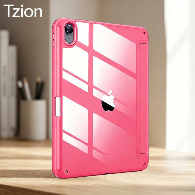 Magnetische Smart Cover Hülle für Apple iPad 11. Generation 11 Zoll (2025) und 10. Generation 10,9 Zoll (2022) mit Stifthalter in Grau und Pink - Bild 1