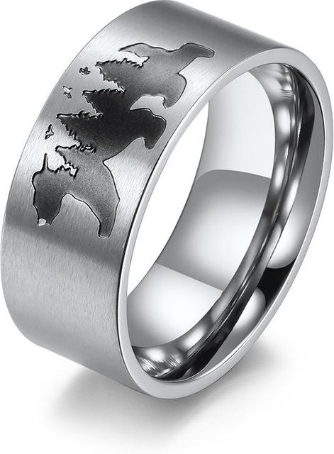 YIRAN Edelstahlring, Eisbär Fliegender Vogel Wald, Schwarz, Unisex, Größe 8 - Bild 1