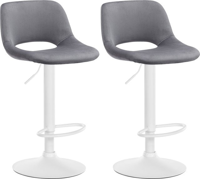 CLP 2er Set Barhocker Camden mit Samt-Bezug in Grau - Bild 1