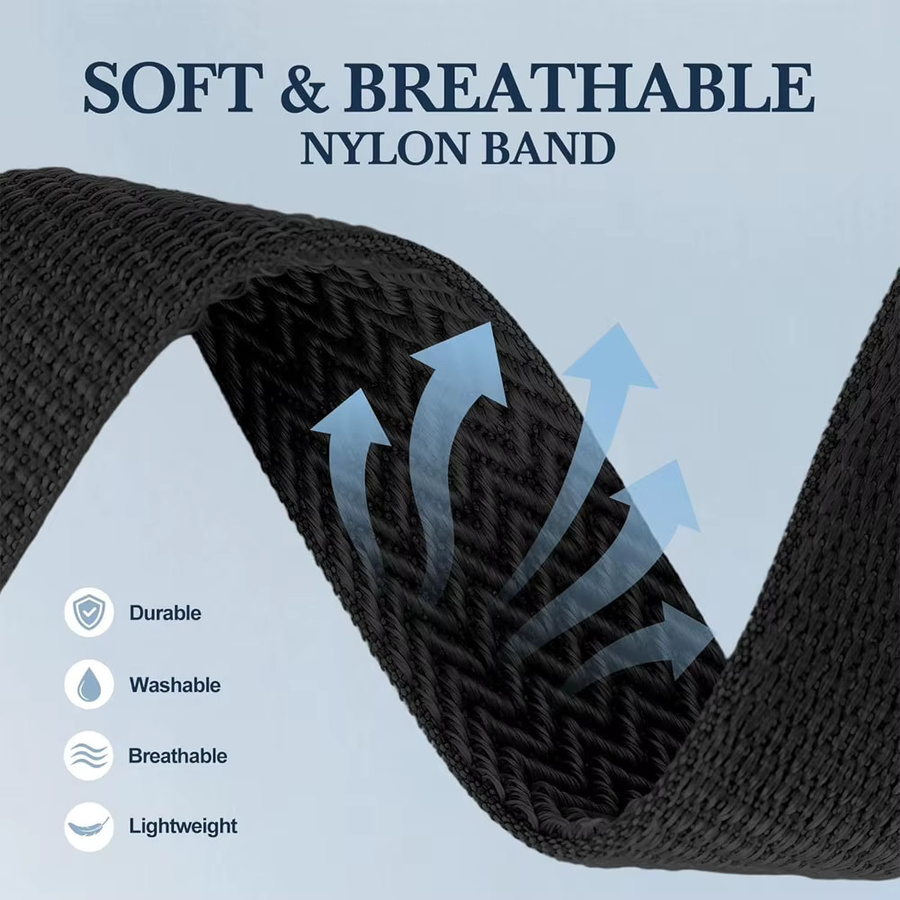 Uhrenarmband Cor, Nylon, Schwarz, Unisex - Bild 3