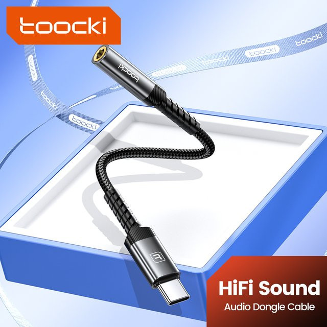 Toocki USB Typ C auf 3,5 mm Klinke Audio Adapter in Schwarz mit High-Res DAC HiFi für iPhone, Xiaomi, Huawei und PS5, Länge: 0,12 m - Bild 1