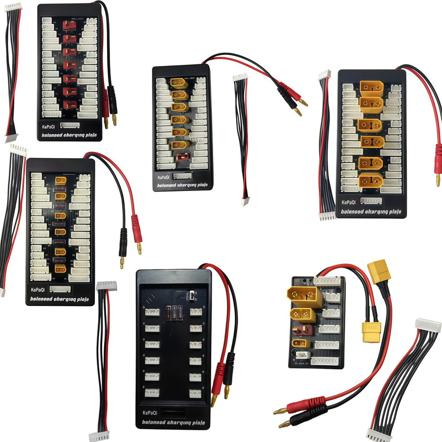 EVANOVM Multifunktions-Ladeplatte Typ T mit XT30-XT60-XT90 Anschlüssen in Schwarz, passend für B6AC-Balance-Ladegeräte - Bild 2