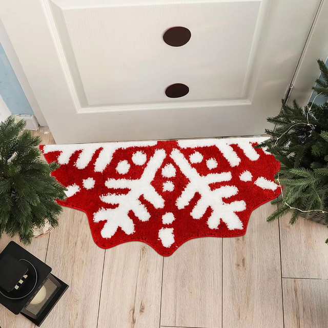 VIKAMA Weihnachts-Teppich aus Kaschmirimitat in Rot, rutschfest und weich, B/T: 60 x 40 cm - Bild 1