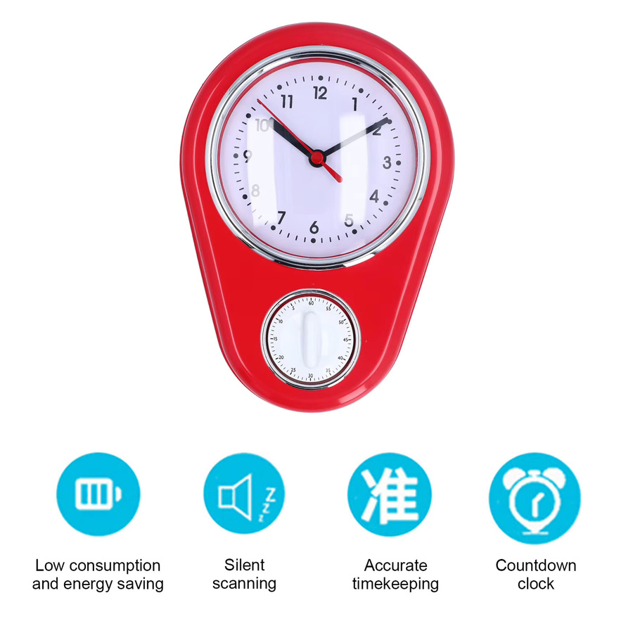 Qiilu 9-Zoll-Quarzuhr als multifunktionaler Küchentimer und geräuschlose Wanduhr mit klarem Display - Bild 2
