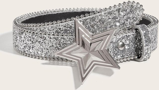 Gürtel Damen, Stern, Metall, Strass, gray - Bild 1