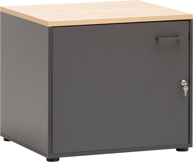 Schildmeyer Mehrzweckschrank Solea in Anthrazit mit Eiche hell Dekor, abschließbar, B/T/H: 60 x 60 x 67,1 cm - Bild 1