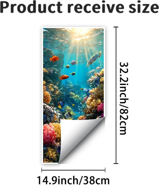 Everyday Home Outdoor-Mülleimer mit Unterwasserwelt Aufkleber, wetterfest und sonnenbeständig, Mehrfarbig - Bild 1