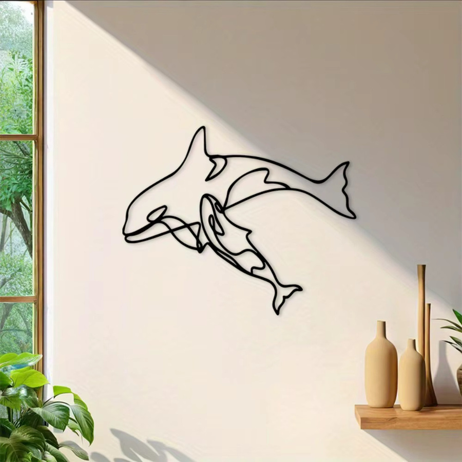 CIFBUY Retro Orca Metall-Wandkunst Meerestier-Dekoration für dein Zuhause - Bild 2