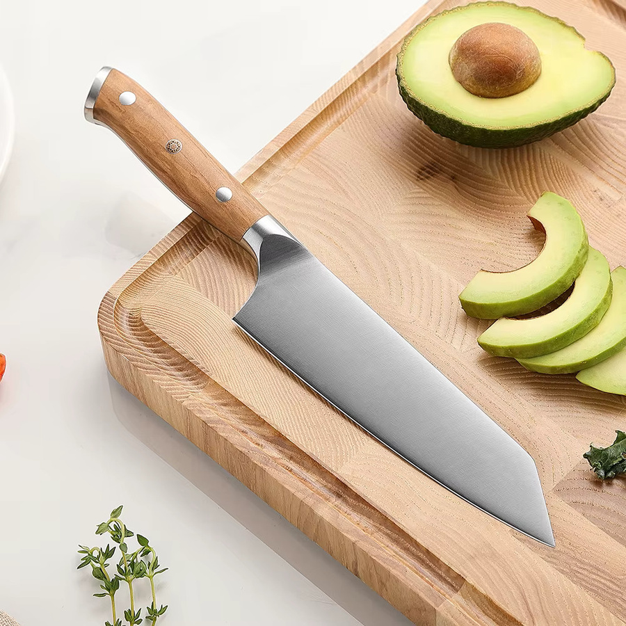 XINZUO Bunka Küchenmesser aus Edelstahl mit Olivholzgriff, Farbe: Silber/Braun - Bild 3