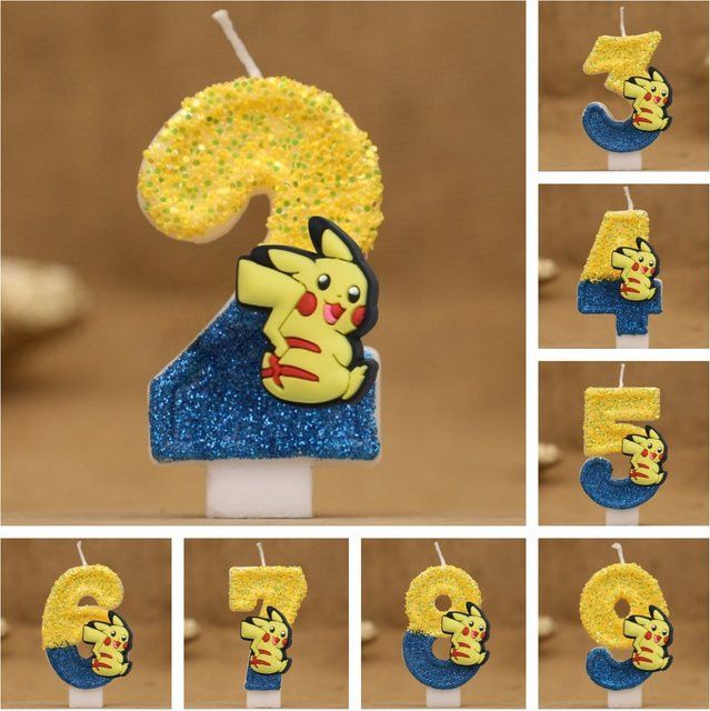 Bandai Pokemon Pikachu Motiv Kerze für Kinder Geburtstag Dekoration Multicolor - Bild 1