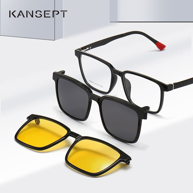 KANSEPT Sonnenbrille, Clip-on, TR90, Vollrand, Unisex, Schwarz, polarisiert - Bild 1