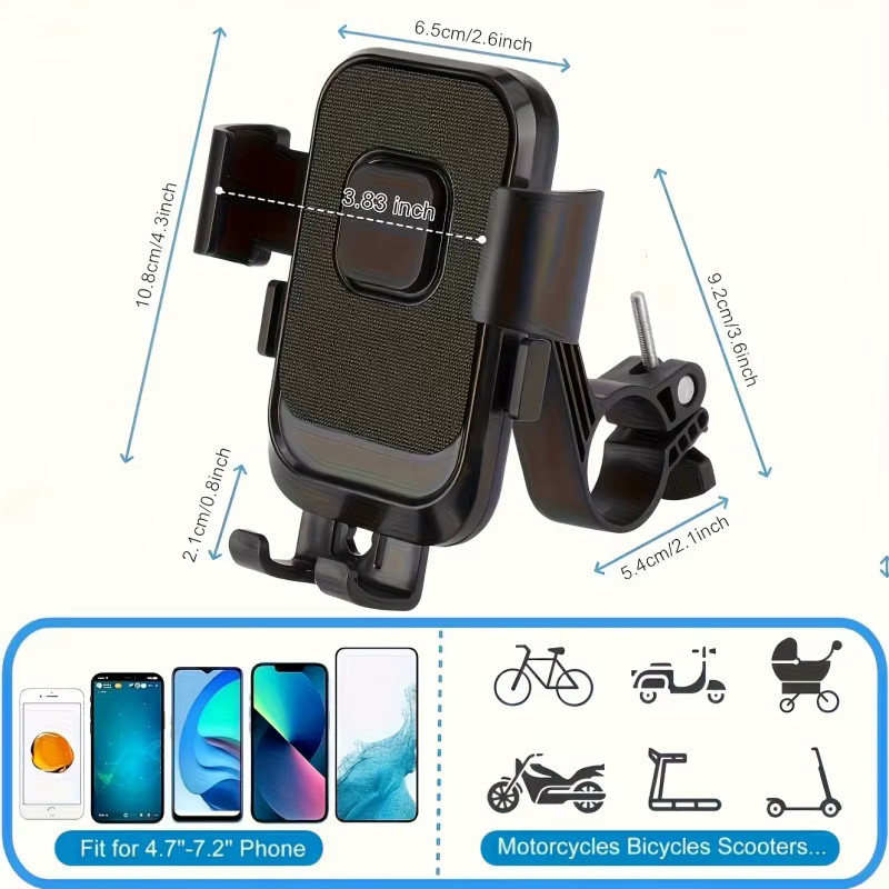 Motorrad- und Fahrrad-Lenker-Handyhalterung mit Schnellverschluss in Schwarz für iPhone, Samsung und alle Smartphones - Bild 6
