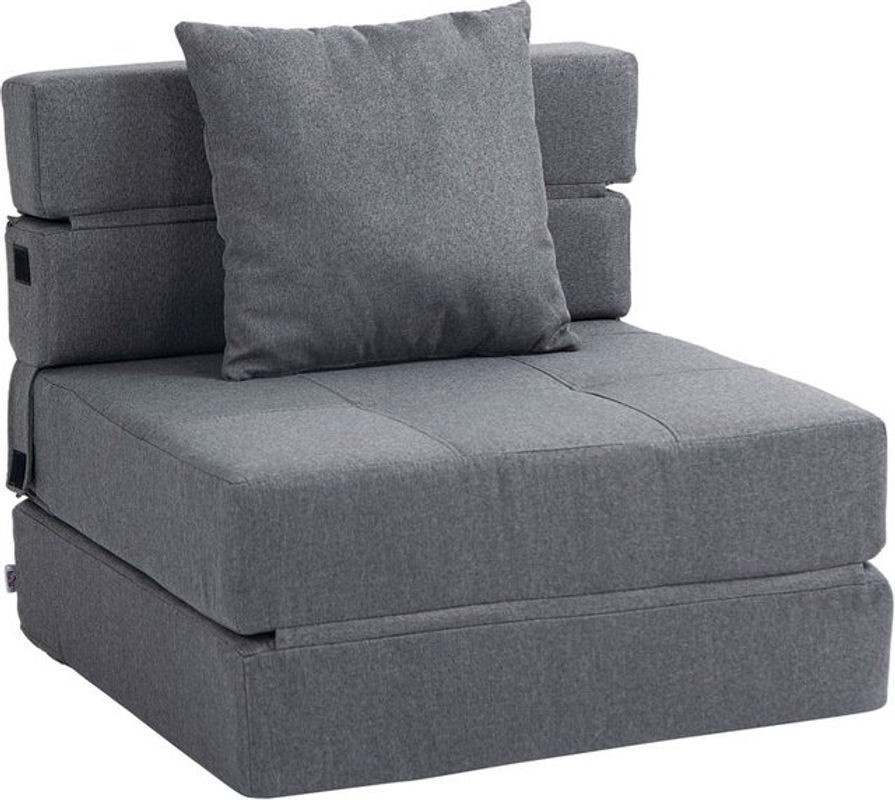 HOMCOM Schlafsessel und Schlafsofa 2-in-1 in Grau mit Stoffbezug aus Baumwolle im modernen Design - Bild 1