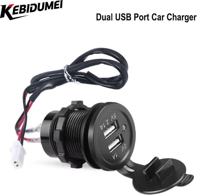 Kebidumei 12 V Dual-USB-Autoladegerät mit Panel und LED-Anzeige in Schwarz für Fahrzeug, Boot, LKW und Motorrad - Bild 1