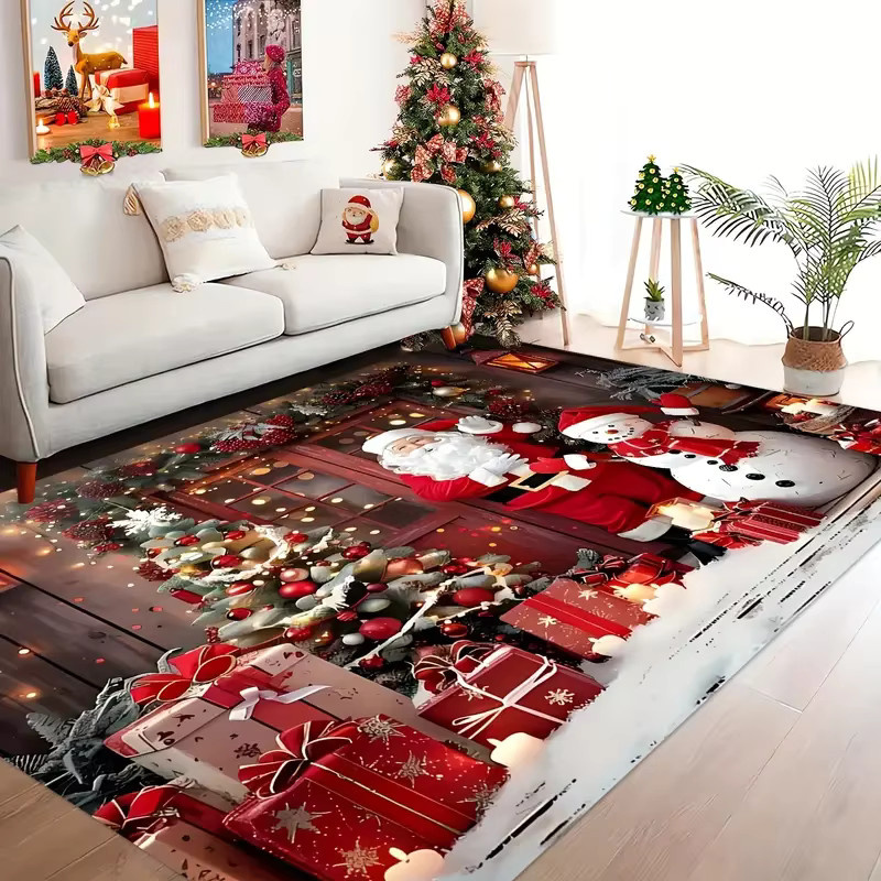 VIKAMA Weihnachts-Bodenmatte mit Weihnachtsmann und Schneemann Motiv, Mehrfarbig, Rechteckig - Bild 5