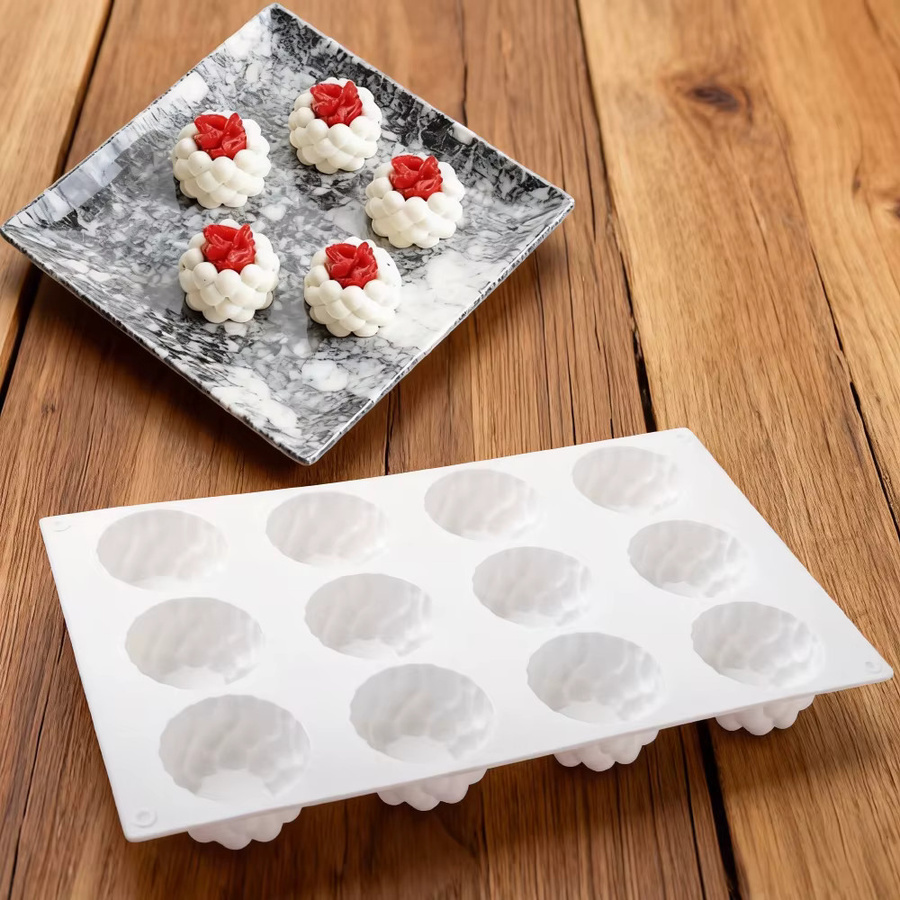Meibum Silikonform mit 12 Mulden in Form von Blasenwolken für Mousse, Kuchen, Schokolade und Desserts, Weiß - Bild 4