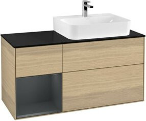 V&B Finion Waschtischunterschrank mit Abdeckplatte, Wandmontage, Eichenfurnier, Braun, Breite: 120 cm - Bild 1