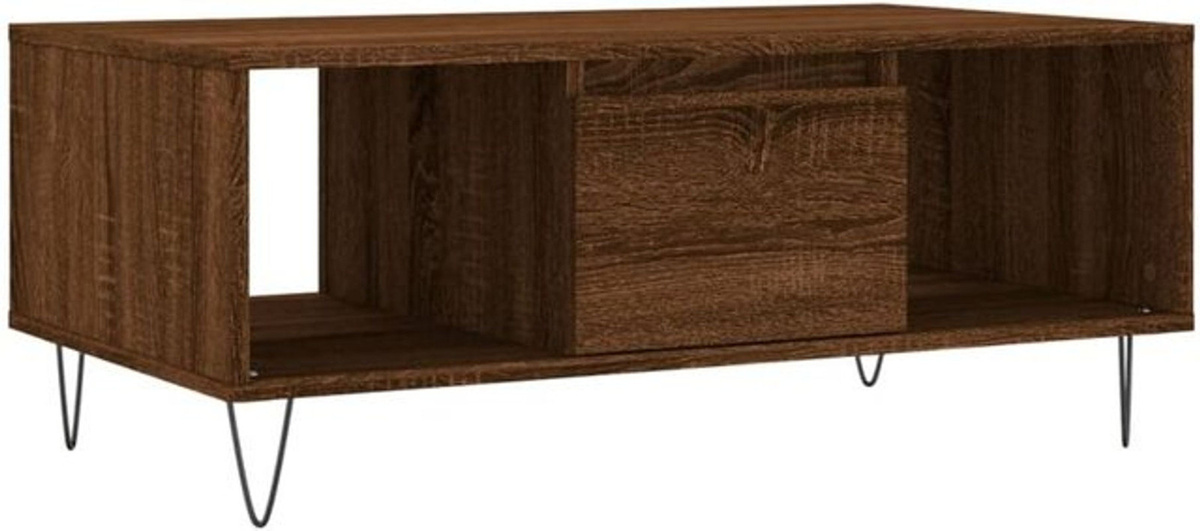 Vidaxl Couchtisch in Braun im Industrial Design aus Holzwerkstoff und Metall, Rechteckig, B/T/H: 90 x 50 x 36,5 cm - Bild 1