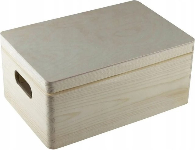 HolzFee Allzweckkiste aus Holz mit Deckel und Grifflöchern in Beige, B/T/H: 30 x 20 x 13,5 cm - Bild 1
