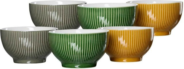 Ritzenhoff & Breker Müslischalen Umea aus Keramik, Multicolor, gestreift, 6er Set, Durchmesser: 14 cm - Bild 1
