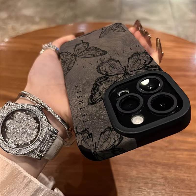 Retro Schmetterling und 3D Herz Lanyard Telefonhülle für Apple iPhone 11 bis 17 Pro Max Soft Cover - Bild 2