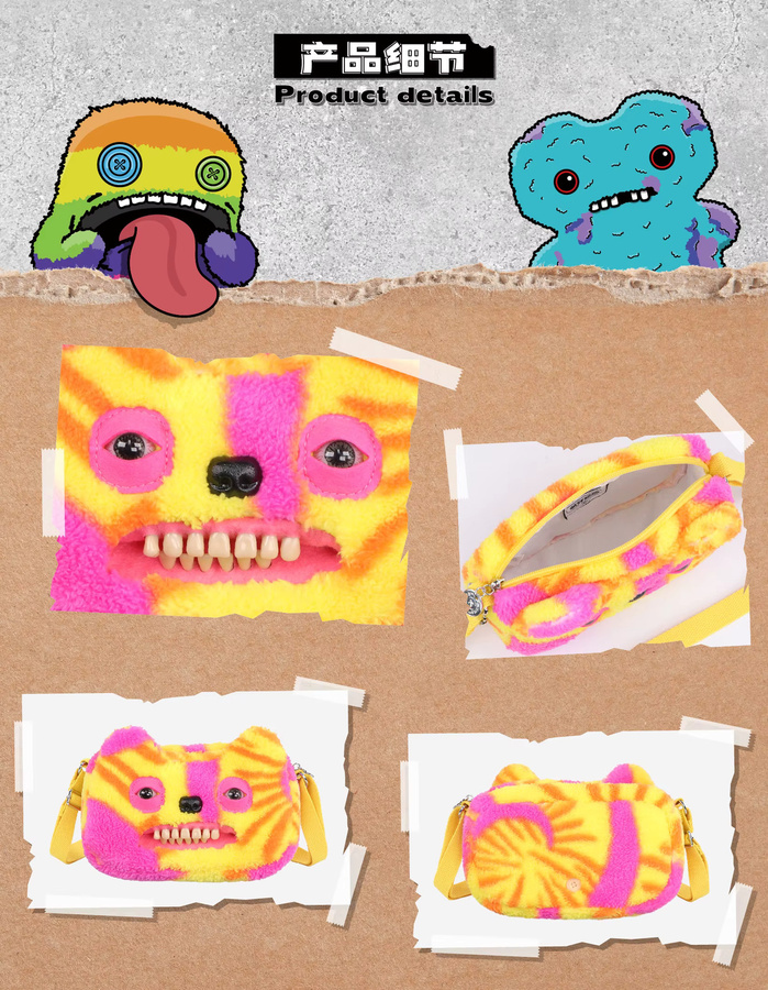 Fuggler Ugly Tooth Monster Plüschtasche, Umhängetasche, Geldbörse, Rucksack - Bild 2
