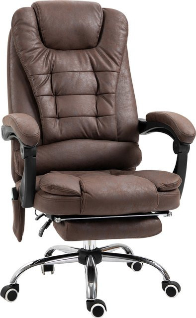 Vinsetto Ergonomischer Bürostuhl in Braun mit Massage-, Liege- und Wärmefunktion, Schreibtischstuhl mit Fußstütze und Kopfstütze für Home-Office und Erwachsene - Bild 1