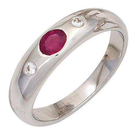 Colfem Ring 925 Silber, Rubin, Zirkonia, Damen, Ringgröße 56 - Bild 1